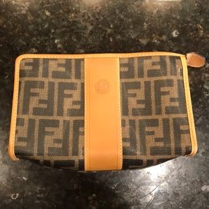 Vintage Fendi leather logo clutch, never used!